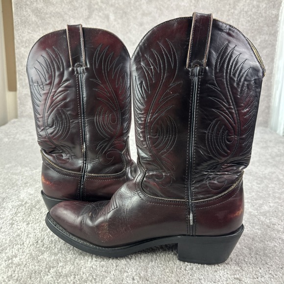 Durango Mens Wine Colored Leather Western Cowboy‎ Boots Size 8.5 D TR2542 - Picture 8 of 9